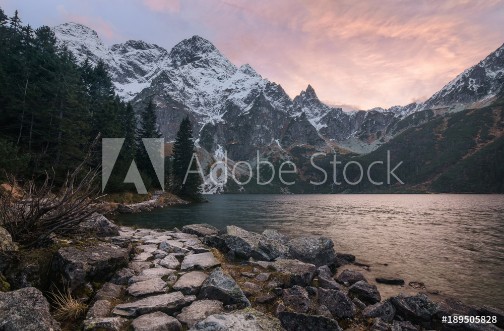 Picture of Landscape with road mountain range and lake